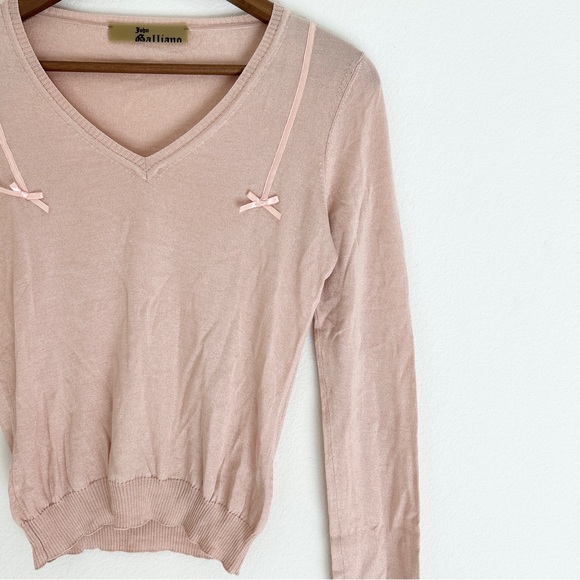 Spring 2006 John Galliano Silk Cashmere Pink Bows Crop V-Neck Knit Sweater - Picture 3 of 11
